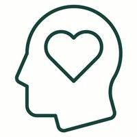 Mind icon with outline of head and heart